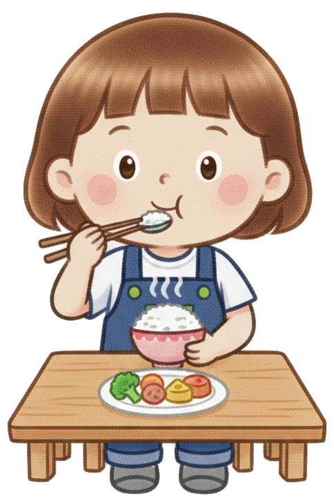 ご飯を食べる子どもの写真